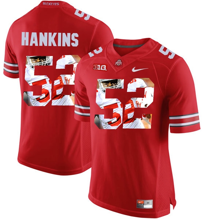 Ohio State Buckeyes Men's NCAA Johnathan Hankins #52 Scarlet With Portrait Print College Football Jersey VOO5749ZY